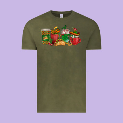 Tacos Coffee Cups Vintage Tee Designed By Texasbilliewilder