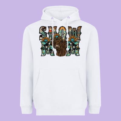 Show Mom Highland Cow Heavyweight Hoodie Designed By Sublimationcraftshop