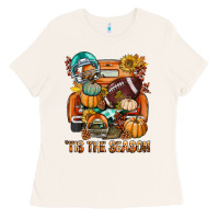 Tis The Season Fall Football Truck Ladies Tee | Teevron