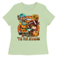 Matcha Tis The Season Fall Football Truck Ladies Tee - BundleAndBundleShop