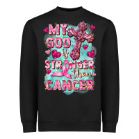 Black My God is stronger than Cancer Heavyweight Sweatshirt - FaDigitalArtStudio