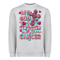 Heather Grey My God is stronger than Cancer Heavyweight Sweatshirt - FaDigitalArtStudio