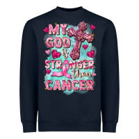 Navy My God is stronger than Cancer Heavyweight Sweatshirt - FaDigitalArtStudio