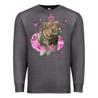 Charcoal Heather Baby Hippo With Tutu Premium Sweatshirt - LillyAllenDesigns