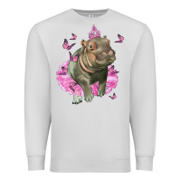 Dove Grey Baby Hippo With Tutu Premium Sweatshirt - LillyAllenDesigns