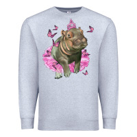 Heather Grey Baby Hippo With Tutu Premium Sweatshirt - LillyAllenDesigns
