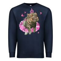 Navy Baby Hippo With Tutu Premium Sweatshirt - LillyAllenDesigns
