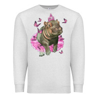 Oatmeal Heather Baby Hippo With Tutu Premium Sweatshirt - LillyAllenDesigns