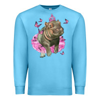 Ocean Blue Baby Hippo With Tutu Premium Sweatshirt - LillyAllenDesigns