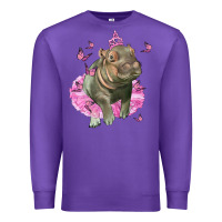 Purple Baby Hippo With Tutu Premium Sweatshirt - LillyAllenDesigns