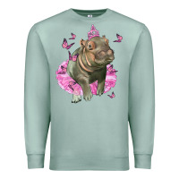 Seafoam Baby Hippo With Tutu Premium Sweatshirt - LillyAllenDesigns