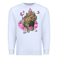 White Baby Hippo With Tutu Premium Sweatshirt - LillyAllenDesigns