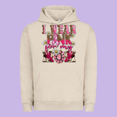 I Wear Pink For My Mom Urban Hoodie Designed By Barkaloodesign