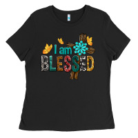 Black I Am Blessed Cross Ladies Tee - BundleAndBundleShop
