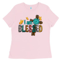 Bubblegum Pink I Am Blessed Cross Ladies Tee - BundleAndBundleShop