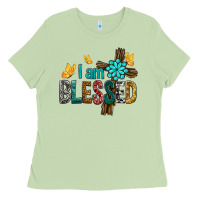 Matcha I Am Blessed Cross Ladies Tee - BundleAndBundleShop