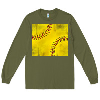 Army Green distressed softball pattern Long Sleeve Tee - TumblerDesignByShophia