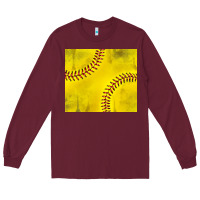 Burgundy distressed softball pattern Long Sleeve Tee - TumblerDesignByShophia