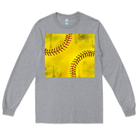 Heather Grey distressed softball pattern Long Sleeve Tee - TumblerDesignByShophia