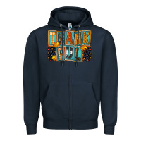 Navy thankful Zipper Hoodie - FaDigitalArtStudio