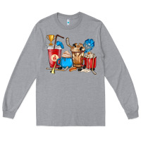 Heather Grey Hockey coffee cups Long Sleeve Tee - HowdyJamesFarm