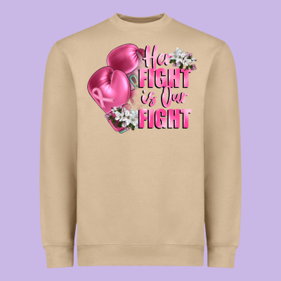 Her Fight Is Our Fight Breast Cancer Awareness Heavyweight Sweatshirt Designed By Fadigitalartstudio