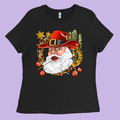 Cowboy Santa Ladies Tee Designed By Bundleandbundleshop