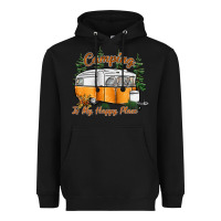 Black camping is my happy place Heavyweight Hoodie - SublimationCraftShop