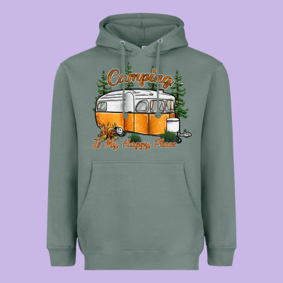 Camping Is My Happy Place Heavyweight Hoodie Designed By Sublimationcraftshop
