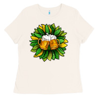 Bone St. Patricks Sunflower With Beer Ladies Tee - BundleAndBundleShop