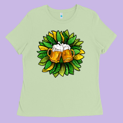 St. Patricks Sunflower With Beer Ladies Tee Designed By Bundleandbundleshop