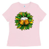 St. Patricks Sunflower With Beer Ladies Tee | Teevron