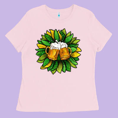 St. Patricks Sunflower With Beer Ladies Tee Designed By Bundleandbundleshop