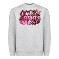 Heather Grey Nobody fights alone Cancer Heavyweight Sweatshirt - FaDigitalArtStudio