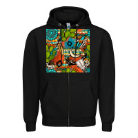 Black western cactus aztec seamless pattern Zipper Hoodie - BundleAndBundleShop