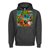 Charcoal Heather western cactus aztec seamless pattern Zipper Hoodie - BundleAndBundleShop