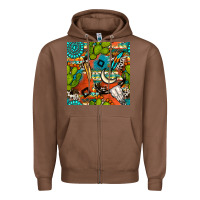 Chestnut western cactus aztec seamless pattern Zipper Hoodie - BundleAndBundleShop
