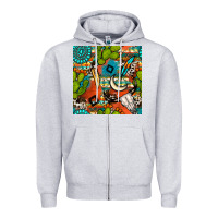 Heather Grey western cactus aztec seamless pattern Zipper Hoodie - BundleAndBundleShop