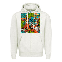 Oatmeal Heather western cactus aztec seamless pattern Zipper Hoodie - BundleAndBundleShop