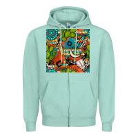 Seafoam western cactus aztec seamless pattern Zipper Hoodie - BundleAndBundleShop