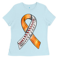 Baby Blue Kidney Cancer Ribbon Baseball Ladies Tee - BundleAndBundleShop