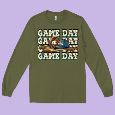Game Day Baseball Long Sleeve Tee Designed By Howdyjamesfarm