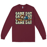 Burgundy game day baseball Long Sleeve Tee - HowdyJamesFarm
