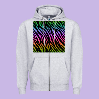 Zebra Glitter Seamless Pattern Zipper Hoodie Designed By Bundleandbundleshop