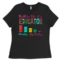 Black Battery Life Of A Educator Ladies Tee - BundleAndBundleShop