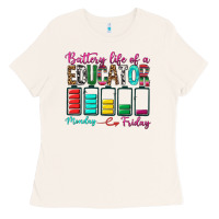 Bone Battery Life Of A Educator Ladies Tee - BundleAndBundleShop