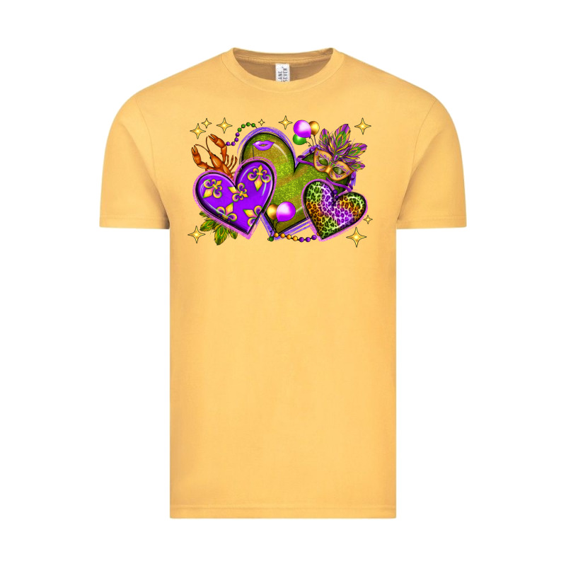 Mardi Gras Hearts Vintage Tee by NancyCooperArtShop | Teevron