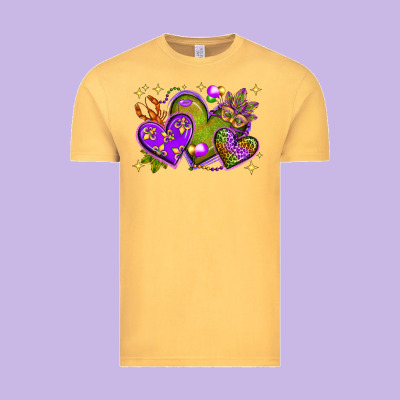 Mardi Gras Hearts Vintage Tee Designed By Nancycooperartshop