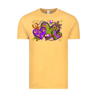 Vintage Mustard Mardi Gras hearts Vintage Tee - NancyCooperArtShop