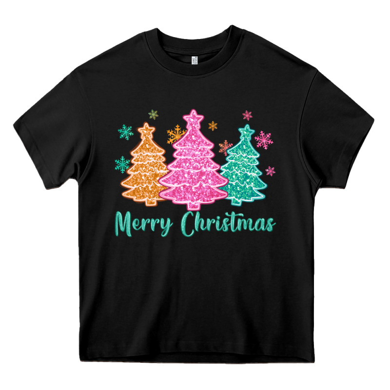 Merry Christmas Glitter Trees Heavy Core Tee by MaliasSmallBusiness | Teevron